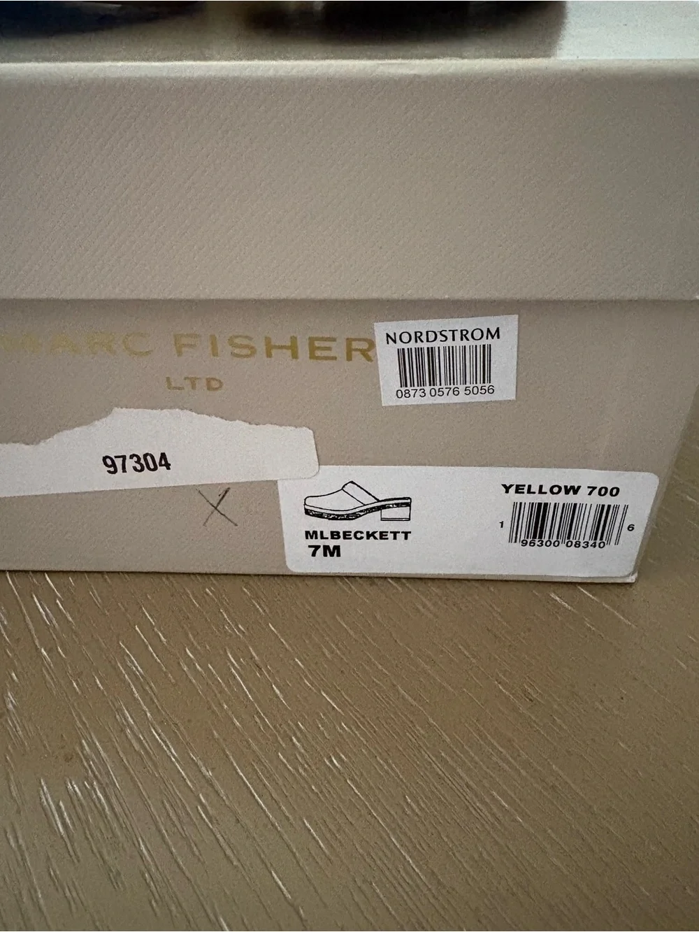 Marc Fisher Yellow Leather Platform Clogs with Cork-Look Heel